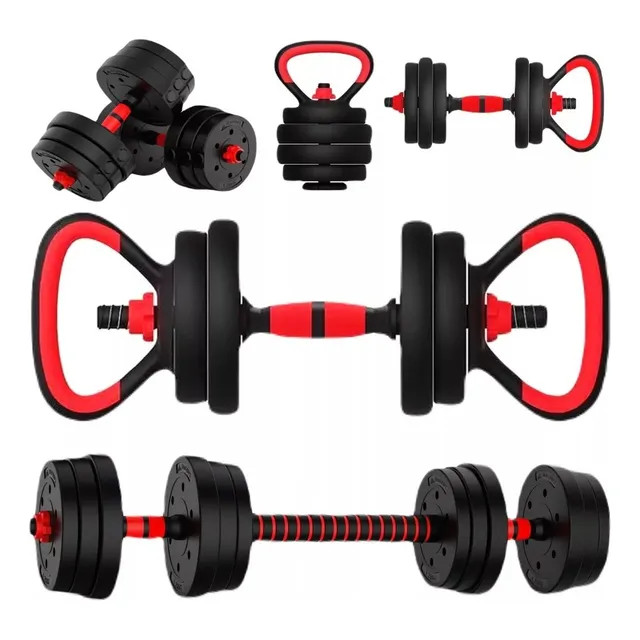 Kit Pesas 20 Kg Set Convertible Pesa Rusa Barra Larga 40 Lb