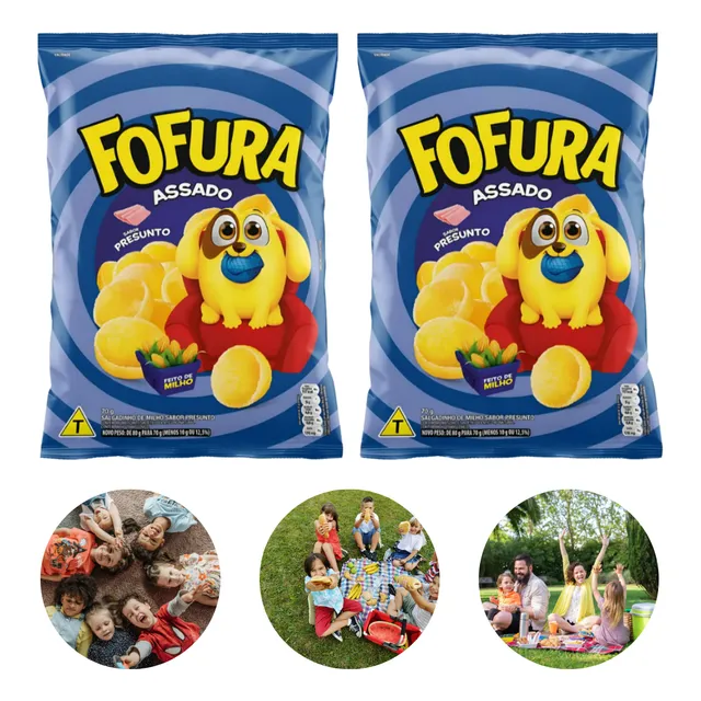Kit 2x Salgadinho Presunto Fofura 60g Crocante Saboroso