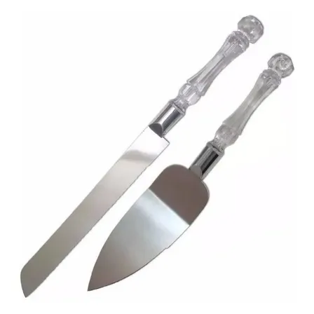 Cuchillo Y Servidor Torta Matrimonio Repostería Color Blanco