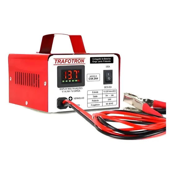 Carregador De Bateria 12v Automotivo Cva2 2a 14.4V Vermelho Led Display