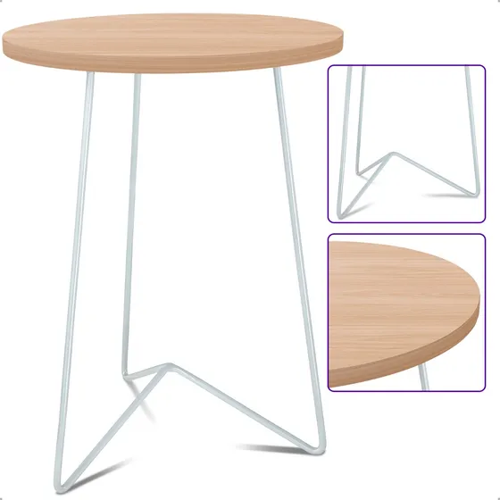 Mesa De Canto Lateral Sofá Baixa Redonda Sala Athenas Tripé
