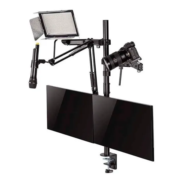 SOPORTE INTELAID ESCRITORIO MONITOR MICROFONO LUZ CAMARA COLOR NEGRO