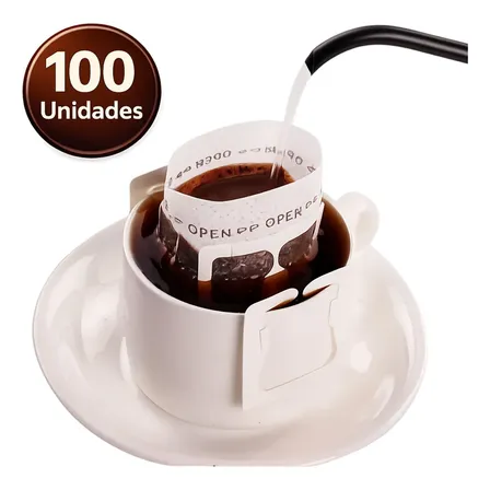 100 Filtro Café Individual Drip Coffee Descartável Coador Monodose Portátil Para Xícara Café Chá Vbs Brasil