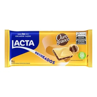 Chocolate Branco Lacta Com Recheio Ouro Branco 98g Chocolate Branco Lacta Com Recheio Ouro Branco 98g
