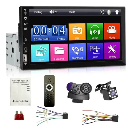 Toque Central Multimídia Mp5 1din 7 Com Wifi/fm/bt/carplay Preto