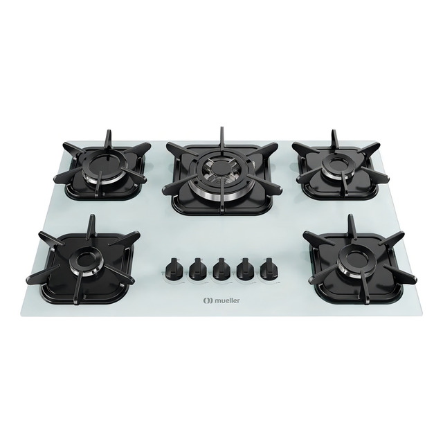 Cooktop Anafe 5 Bocas Mueller Branco Com Queimador Tripla Chama Cooktop Anafe 5 Bocas Mueller Branco Com Queimador Tripla Chama