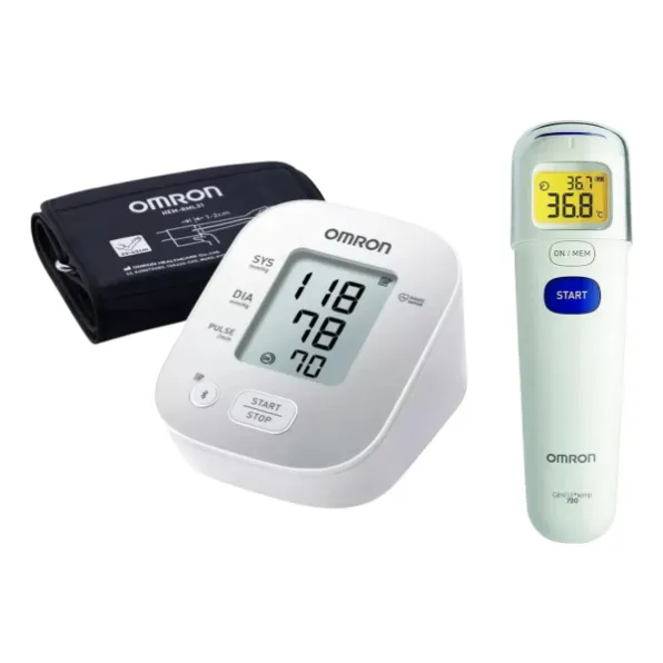 Combo Omron Tensiómetro De Brazo Hem7144+ Termómetro Digital