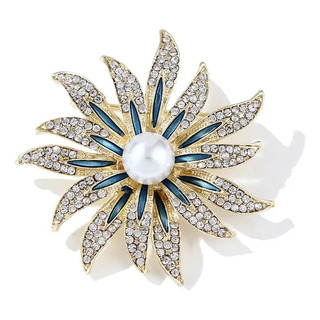 Broche Prendedor De Flor Con Perlas Cristal Austriaco 1 Pza Broche Prendedor De Flor Con Perlas Cristal Austriaco 1 Pza