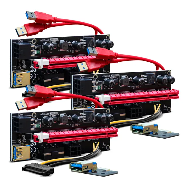 Kit 3 Placa Riser V009s Pci-e Express 16x Mineiração Usb 3.0