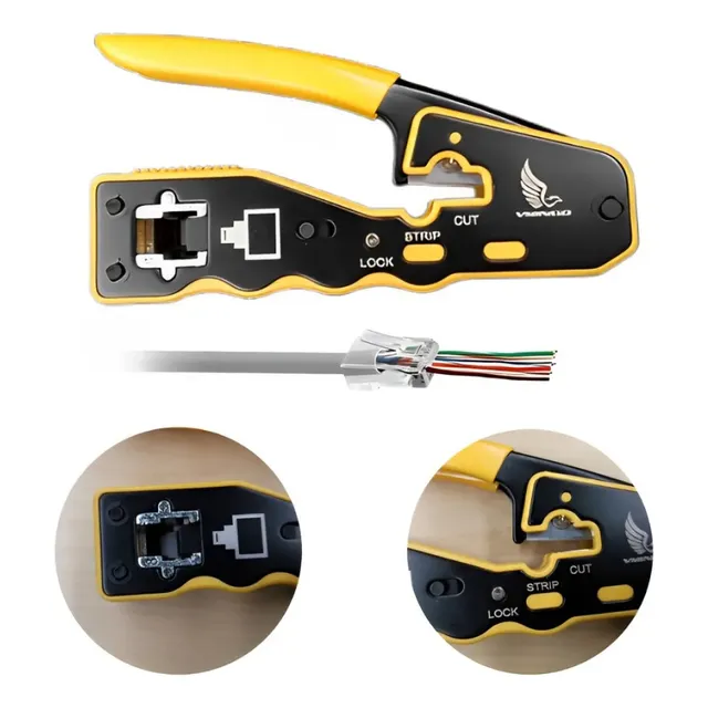 Pinza Crimpadora Ponchadora Terminales Estandar Engarzado Rj11 Rj12 Rj45 Stp Utp