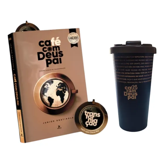 Kit Café Com Deus Pai Lançamento 2025 Com Marca Página E Copo Café Com Deus Pai 400 Ml