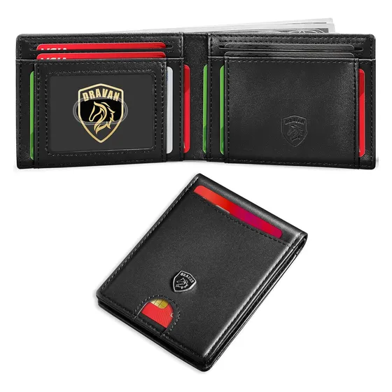 Billetera Slim De Cuero Para Hombres Con Bloqueo Rfid