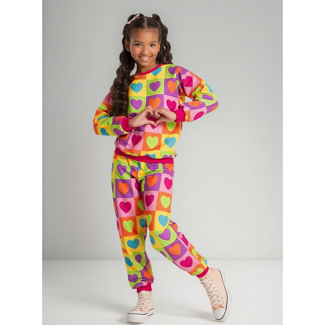 Conjunto Inverno Menina Casaco Blusão Calça Moletom Semcapuz Conjunto Inverno Menina Casaco Blusão Calça Moletom Semcapuz