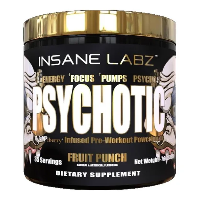 Suplemento En Polvo Insane Labz  Psychotic Gold Cafeína Sabor Naranja En Pote De 203g