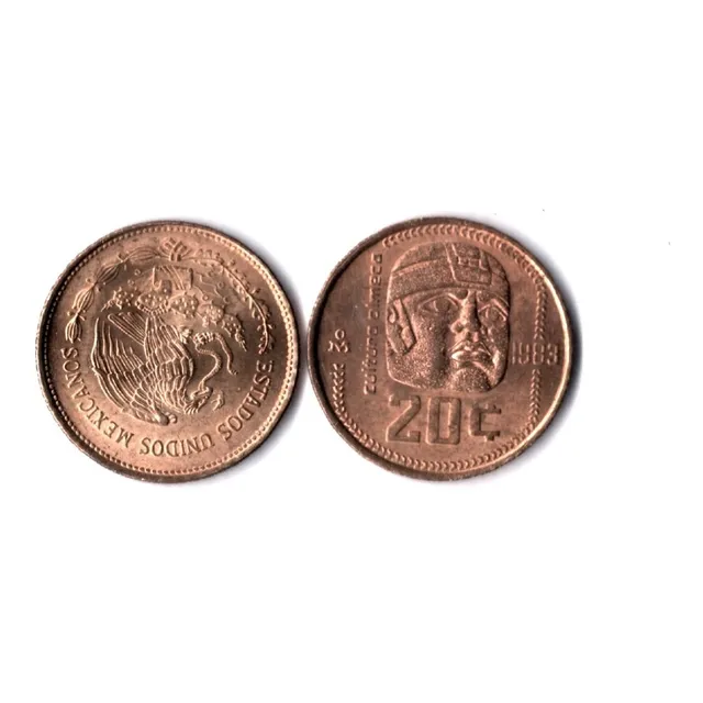 Moneda 20 Centavos Cabeza Olmeca 1984 Ximena