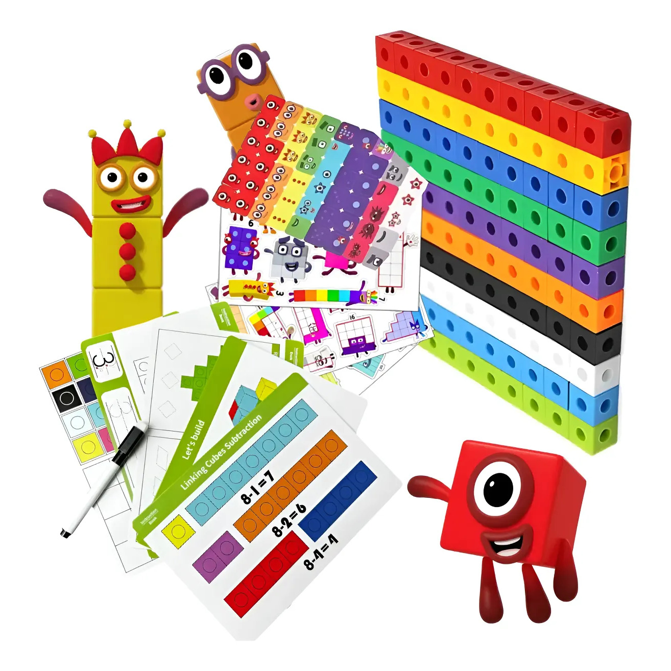Kit Numberblocks Material Didático Cubos Matemática + Cards Colorido