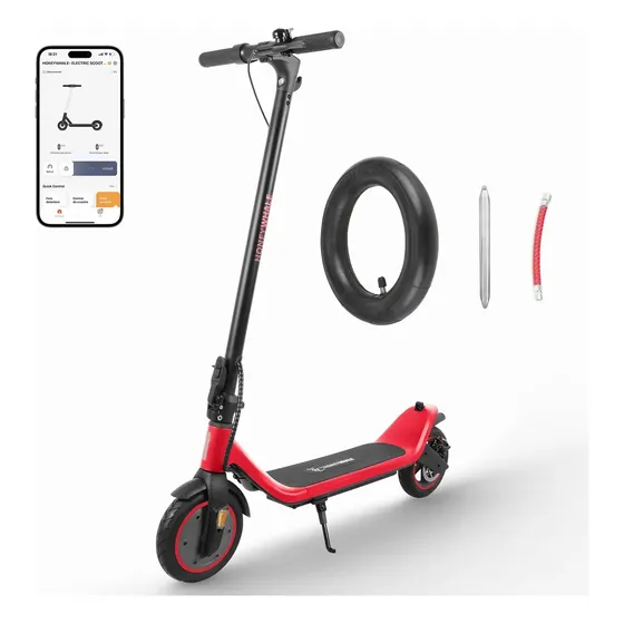 Honey Whale M1 Scooter eléctrico patin plegable Motor 500W-MAX Velocidad Máxima 25KM/H Autonomía 15KM HONEYWHALE color rojo