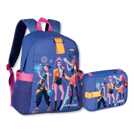 Mochila E Estojo Escolar Guerreiras Do K-pop Kit Feminino Azul Guerreiras Do K-pop Guerreiras K-pop