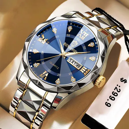 Relógios De Pulso Masculino Quartzo Original Luxo Negócios Azul