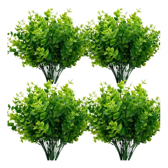 Kit 4 Pick De Eucalipto Nevado Folhagem Toque Real Decoração Cor Verde