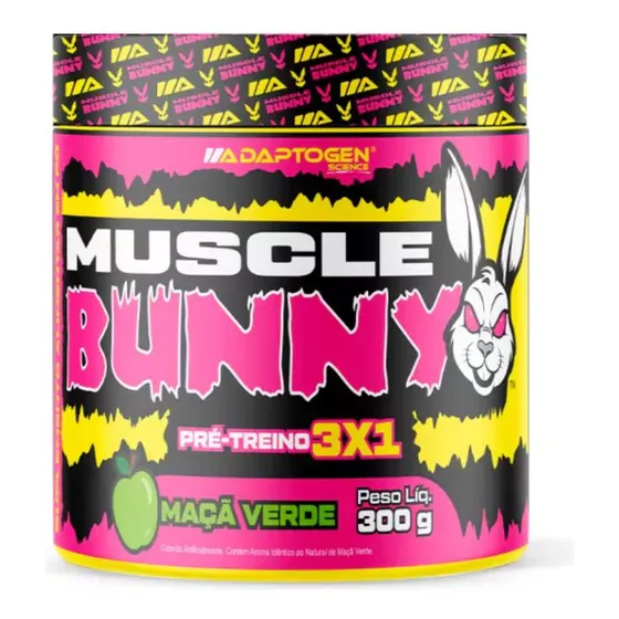 Pré Treino Muscle Bunny C/300g - Adaptogen Sabor Maçã Verde