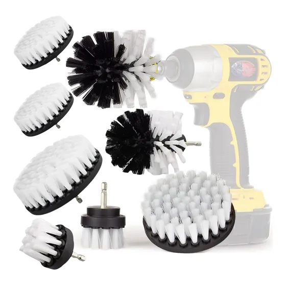 Kit De 8 Cepillos De Limpieza Suaves P Taladro Color Blanco
