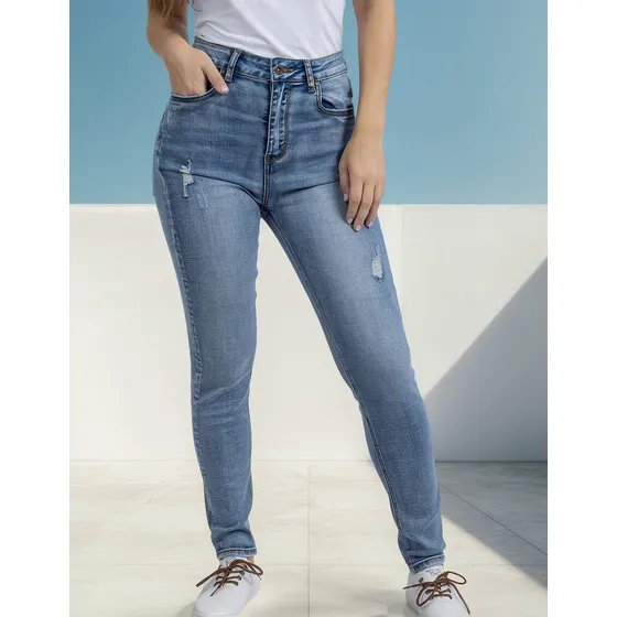 Jeans De Dama Skinny Fit Ufo Chelsea Azul Claro Súper Oferta