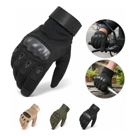Luvas Táticas Para Moto Com Proteção Rígida Nos Nós Dos Dedos Black L
