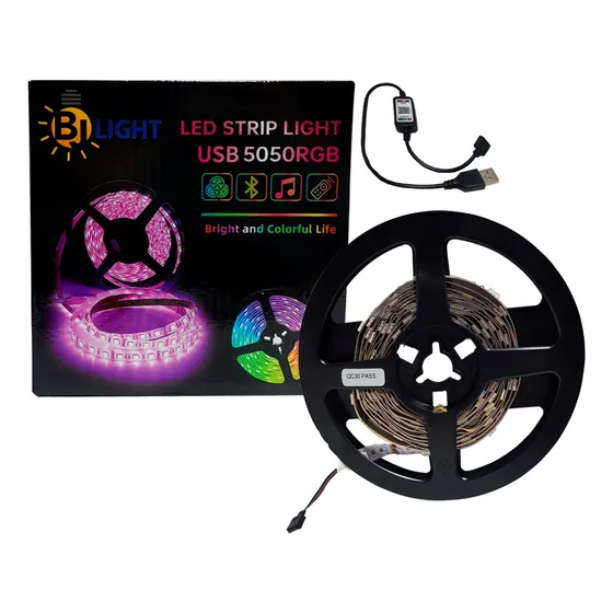 Cinta Led Tira Rollo Rgb 5050 Bluetooth Multicolor (3m)