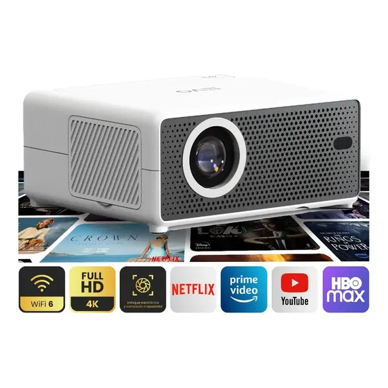 Proyector Portatil Smart Hexa 8000lm Wifi Bt Android Levo Blanco