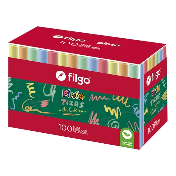 Tizas Escolares Filgo Pinto Caja X 100 Unidades Colores Color Multicolor