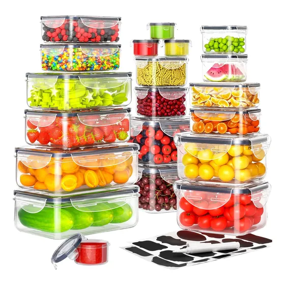 40 Recipientes De Almacenamiento De Alimentos Con Tapas Herm