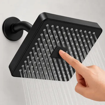 Heemli Ducha Chuveiro Alta Autolimpante Articulável Quadrada Preto Fosco