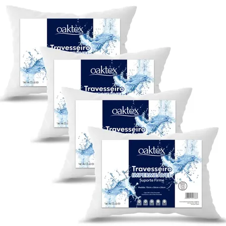Kit C/4 Travesseiros Antialérgico Impermeável 50x70 Lavável