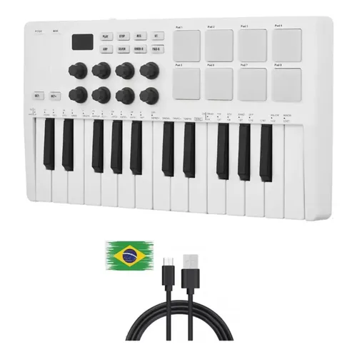 Kfx Mini 25 Ultra Teclado Controlador Midi Usb 25 Teclas 16p