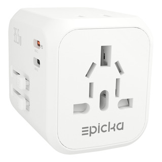 Adaptador De Viaje Universal Epicka Blanco, Con Doble Toma De Corriente, 2 Usb-c De 35 W Y 3 Usb-a, Cargador De Pared Internacional Todo En Uno. Adaptador De Viaje Universal Epicka Blanco, Con Doble Toma De Corriente, 2 Usb-c De 35 W Y 3 Usb-a, Cargador De Pared Internacional Todo En Uno.