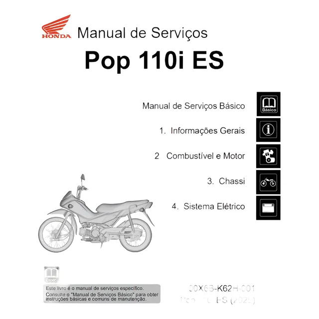 Manual De Serviços Mecânicos Honda Pop 110i Es 2025