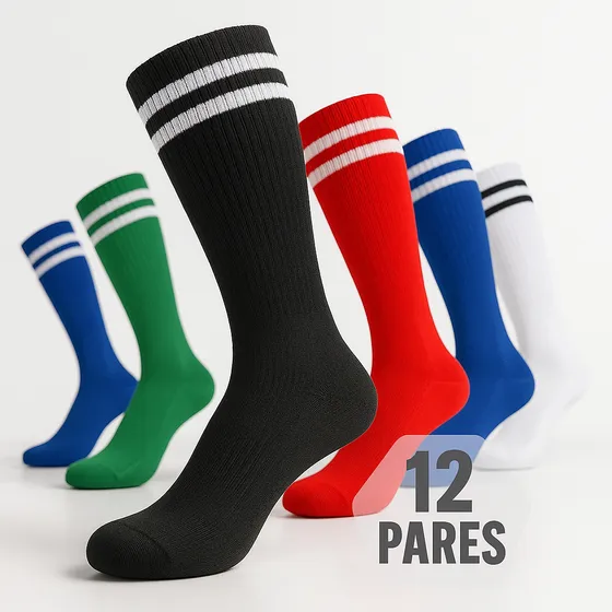 Kit 12 Par Meião Futebol Adulto Listrado Atacado Time Cores