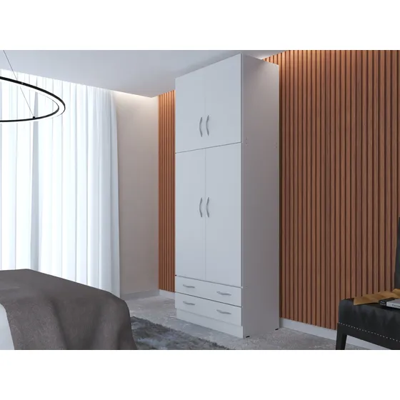 Placard Ropero 4 Puertas Mueble Armado Melamina 2 Cajones