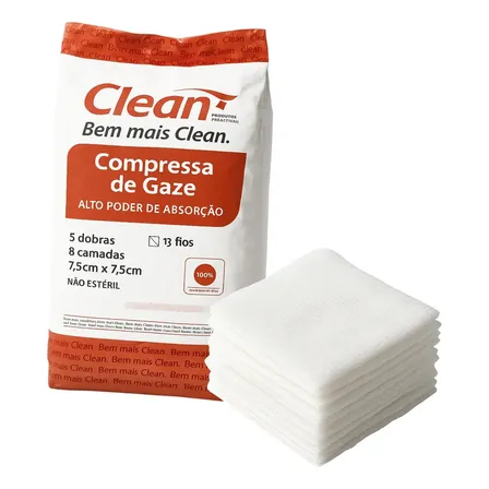 Compressa De Gaze Não Estéril 13 Fios Pacote C/ 500 Unidades Branco
