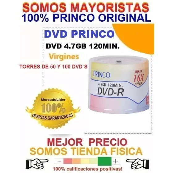 Dvd Virgen Princo Original 4.7 Gb 120 Min. 16x Rotulados