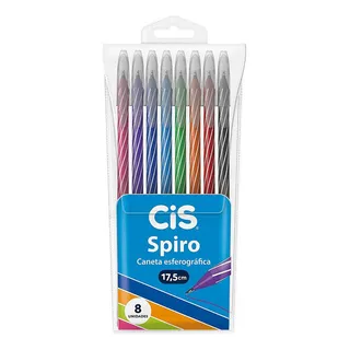 Caneta Esferogråfica Cis Spiro Cor Azul/preta/vermelha/roxa/rosa/verde/azul Claro/laranja Exterior Azul/preta/vermelha/roxa/rosa/verde/azul Claro/laranja Traço Fina 0.7 Mm Em Estojo - Kit De 8 Caneta Esferogråfica Cis Spiro Cor Azul/preta/vermelha/roxa/rosa/verde/azul Claro/laranja Exterior Azul/preta/vermelha/roxa/rosa/verde/azul Claro/laranja Traço Fina 0.7 Mm Em Estojo - Kit De 8