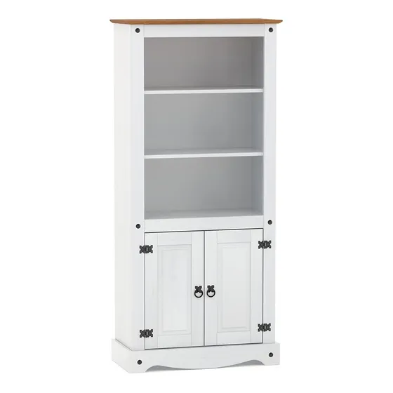 Biblioteca La Cueva Muebles La Cueva Muebles Color Blanco/roble De Madera Maciza 182cm X 81cm X 35cm Con 5 Estantes