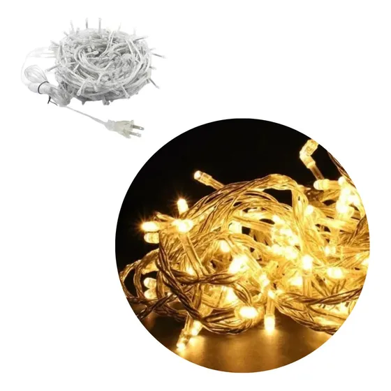 100 Luces Arroz 8 Metros Led Color Amarillo Navidad Arbol