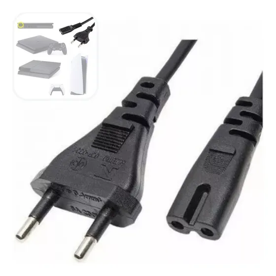 Fio Energia Cabo Força Ligar Tomada Compatível Ps5 Ps4 E Ps3 Cor Preto 127/220V