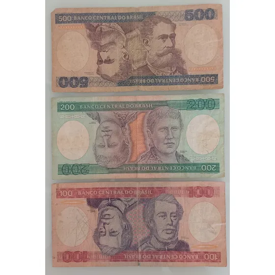 Notas De 500, 200 E 100 Cruzeiros Anos 80