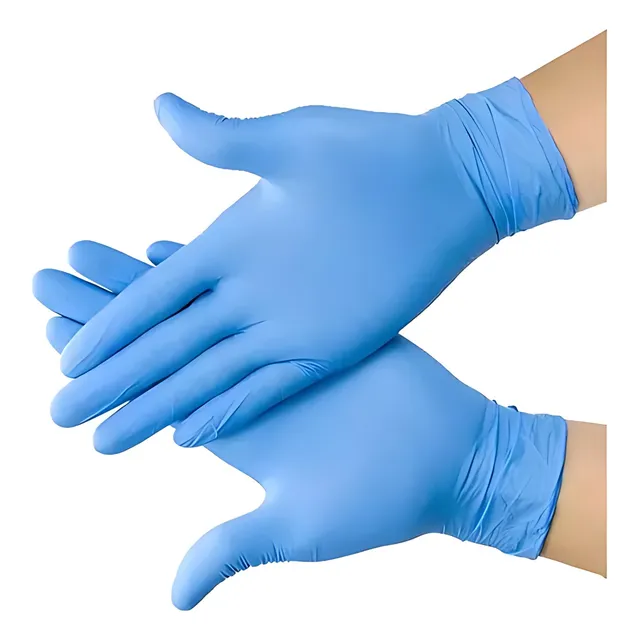 Luva Nitrilica Descartaveis Procedimento Azul Caixa C/100un