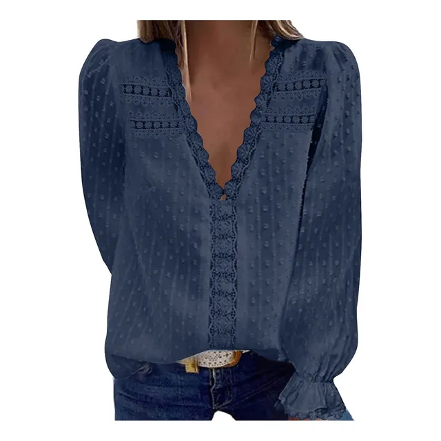 Blusa Verano Cuello V Para Mujer Manga Larga Estilo Bohemio