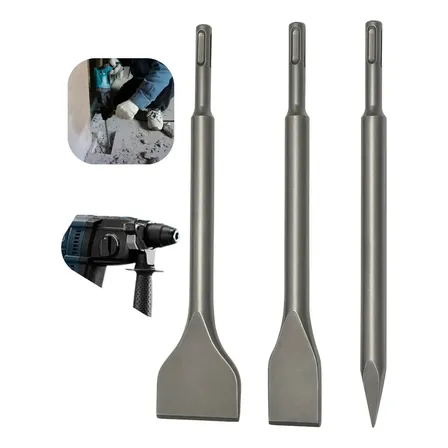 Klm Kit Sds Plus Martelete Ponteiro E Talhadeiras Jogo 3 Peças 20mm E 40mm Profissional