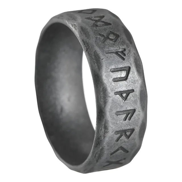 Anillo Para Hombre Con Runas Vikingas De Acero Inoxidable